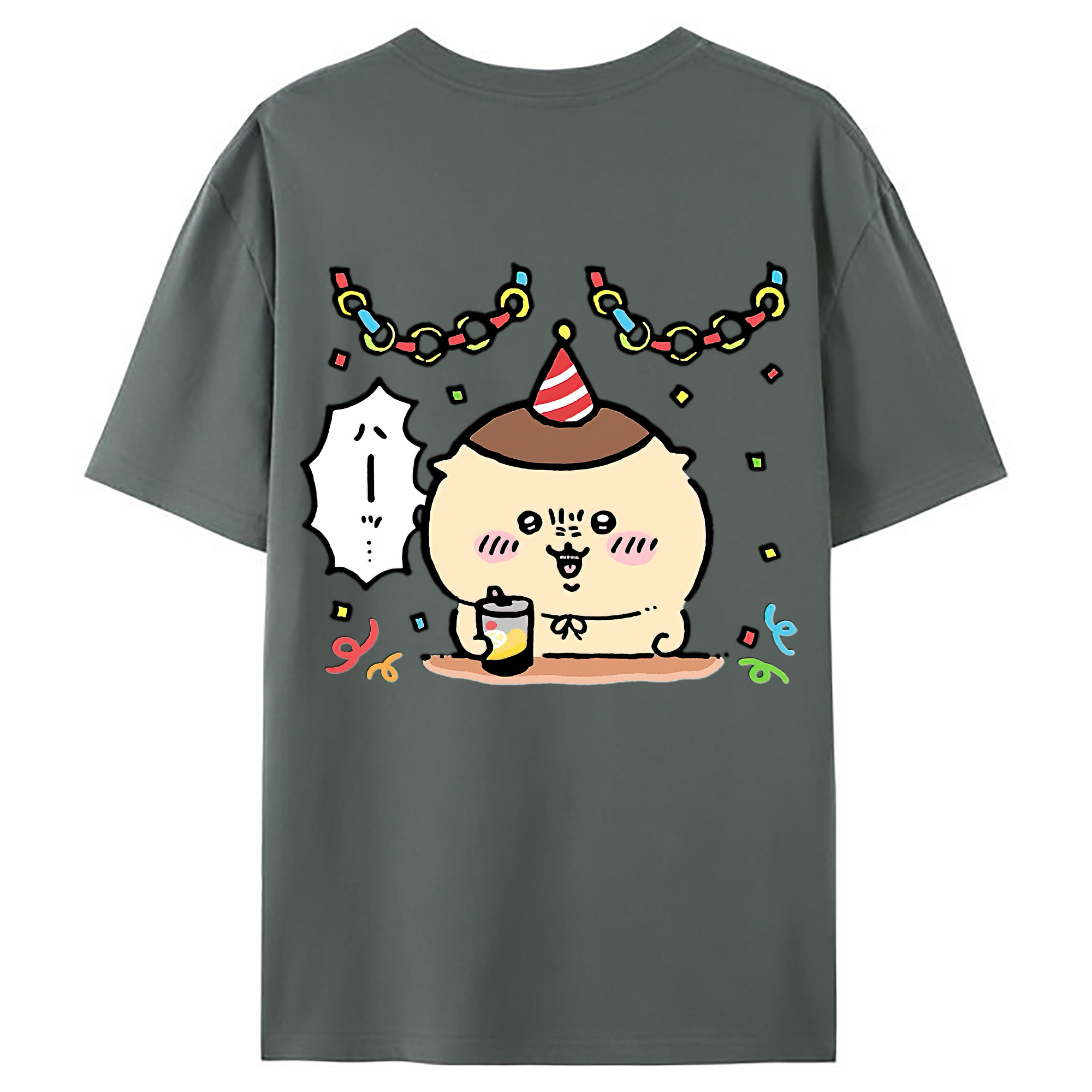 （画像用） ちいかわ くりまんじゅう Chii-kawa kuri manjū 綿100％ メンズ半袖Tシャツ（バックプリント） 通気性